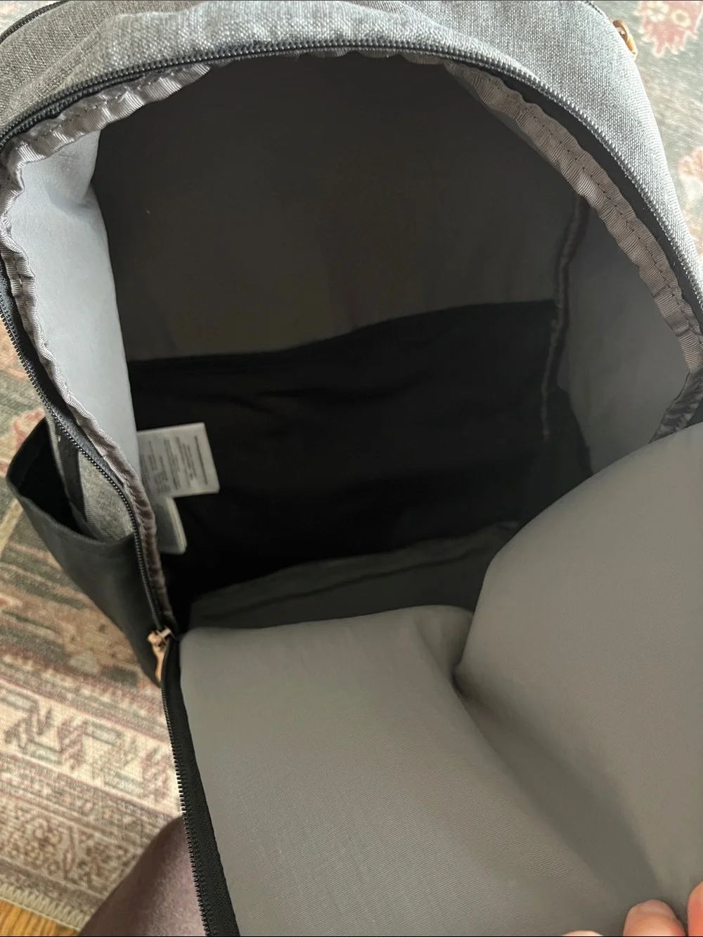 Petunia Pickle Bottom Gray and Black Convertible Tote Backpack Baby Bag